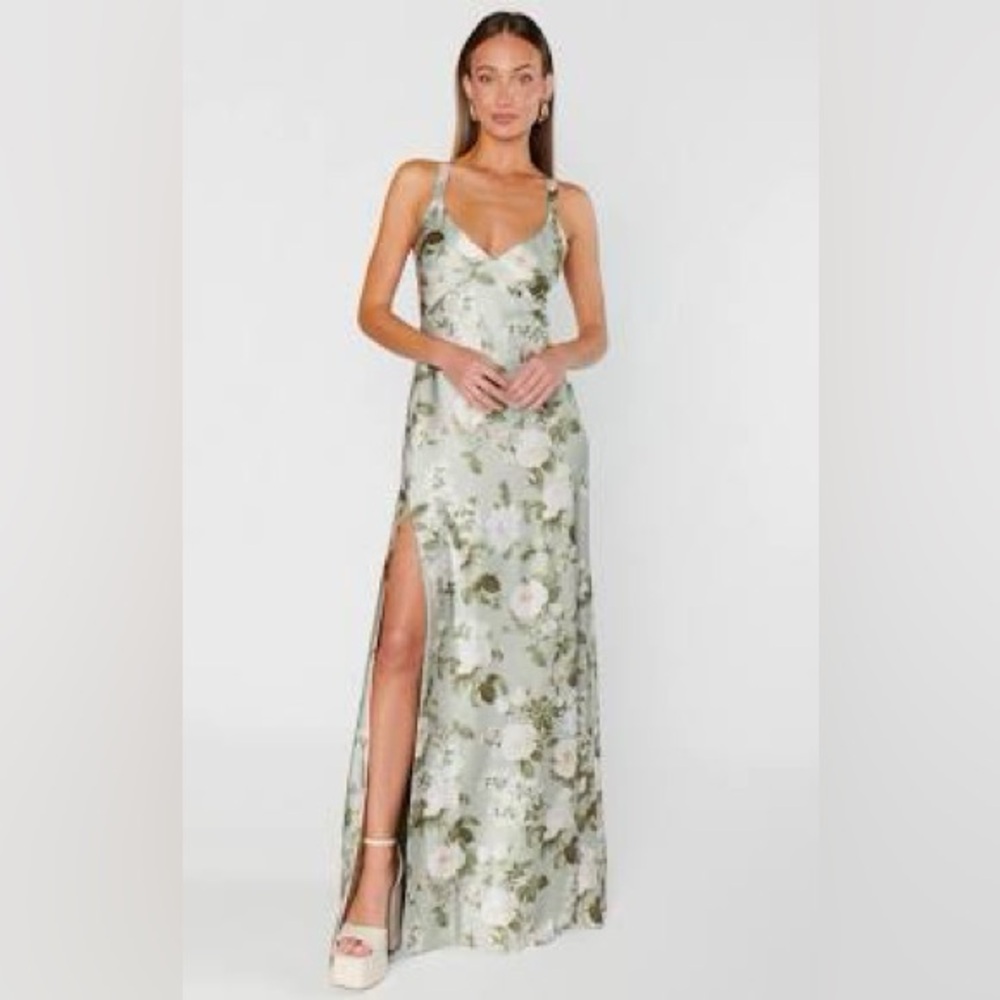 Show Me Your MuMu Floral Maxi Dress - Green and White